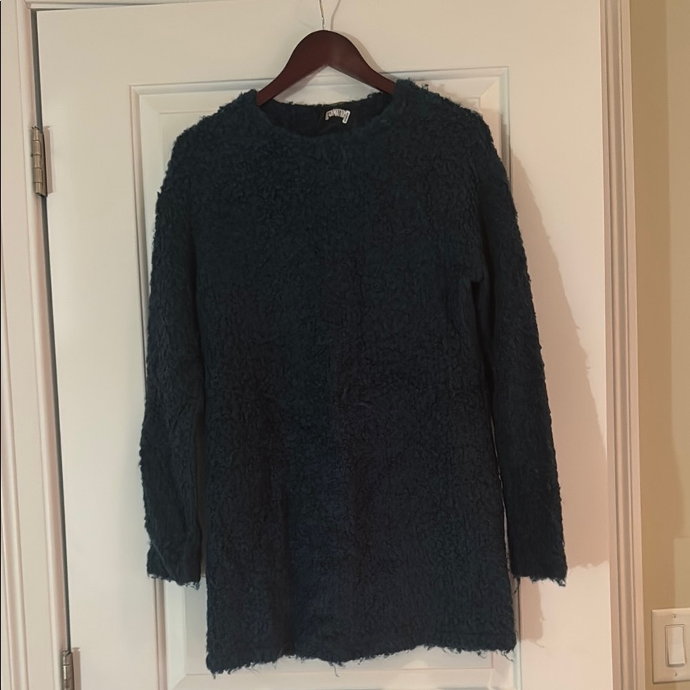Reformation Blue Green Crew Neck Sweater Dress